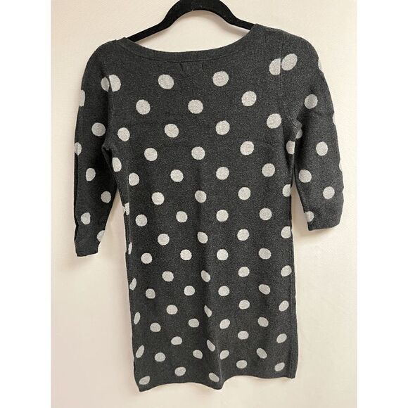 Old Navy Womens Crew neck 3/4 Sleeve Sweater Dress Gray White Polka Dot Size XS - Picture 3 of 4